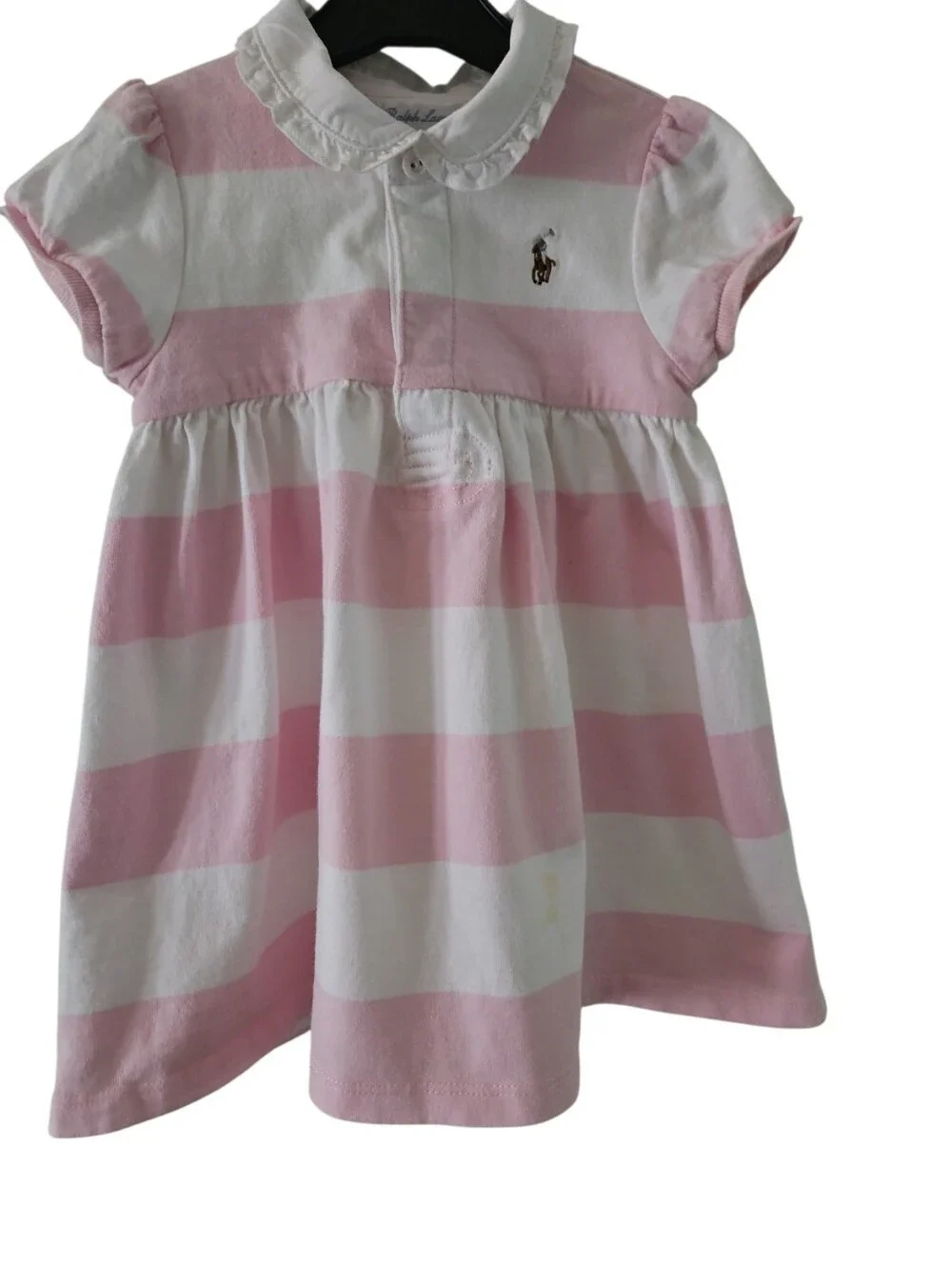 Ralph Lauren Pink Striped Polo Dress 18M Short Sleeve Collar
